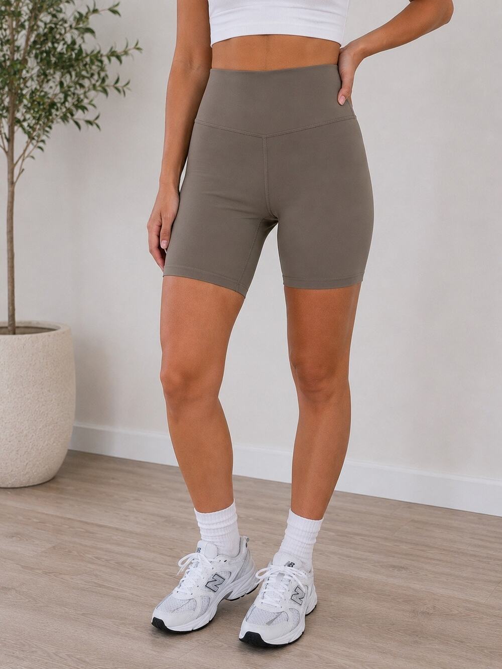 All in Motion Everyday Soft Ultra High Rise Bike Shorts XS Brown NWT